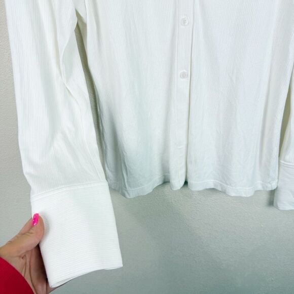 Derek Crosby 28 White Collared Blouse Button Down Long Sleeve XL - Picture 4 of 6